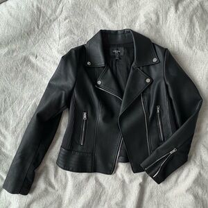 Ever New Black Vegan Leather Biker Jacket
